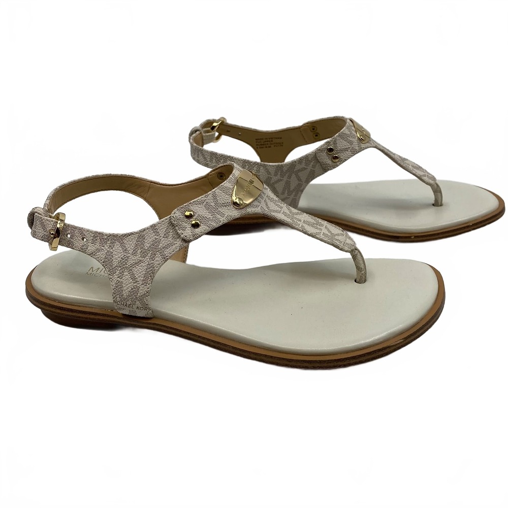 Michael Kors Beige Gold Thong Sandals with | Womens 6.5